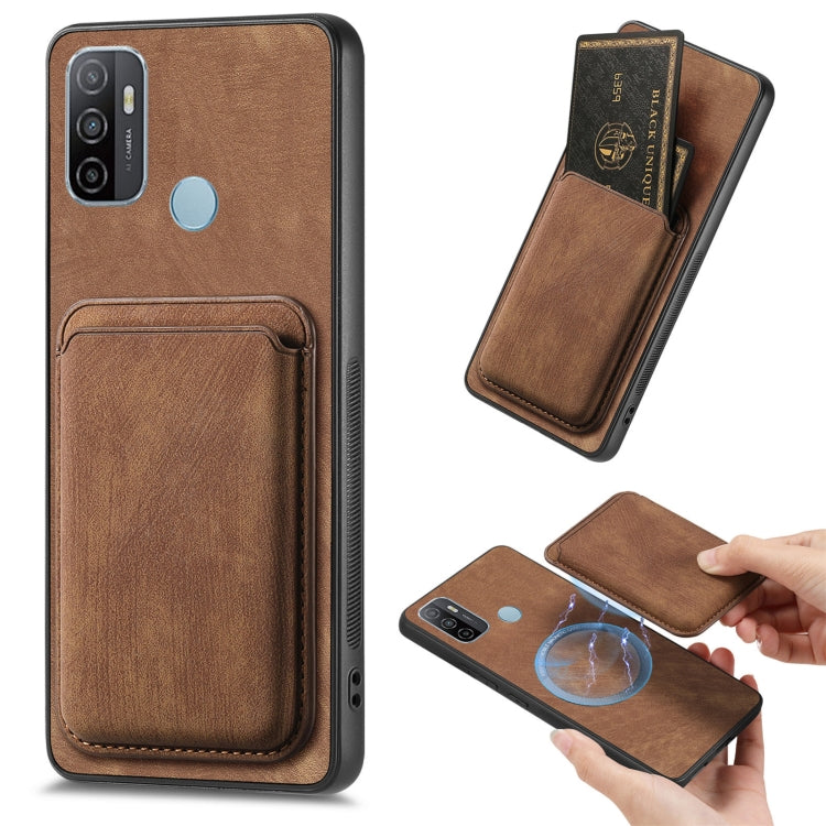 For OPPO A53 / A53S Retro Leather Card Bag Magnetic Phone Case(Brown) - free shipping - PMC TechLife - Order now!