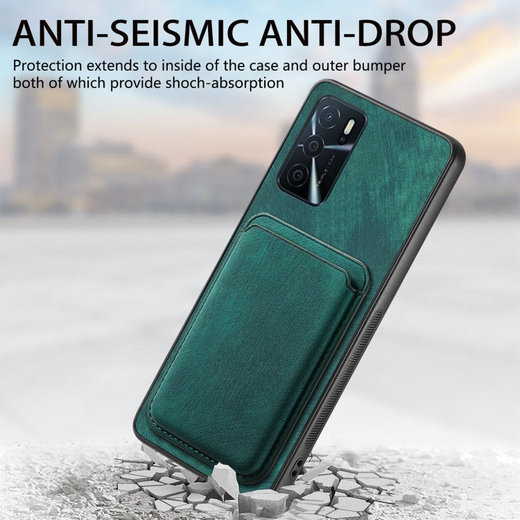 For OPPO A53 / A53S Retro Leather Card Bag Magnetic Phone Case(Green) - OPPO Cases by PMC TechLife | Online Shopping South Africa | PMC TechLife | Buy Now Pay Later Mobicred