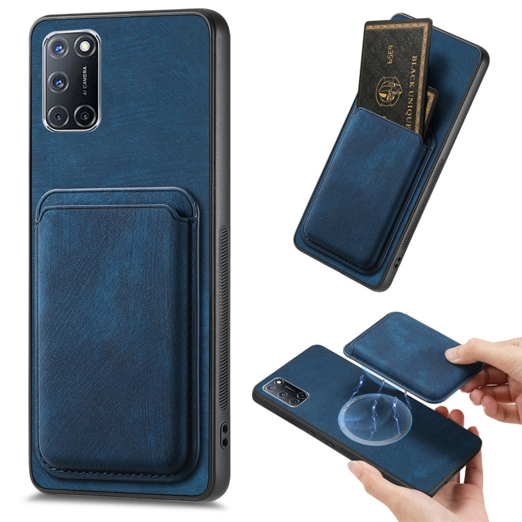 For OPPO A52 / A72/ A92 Retro Leather Card Bag Magnetic Phone Case(Blue) - OPPO Cases by PMC TechLife | Online Shopping South Africa | PMC TechLife | Buy Now Pay Later Mobicred