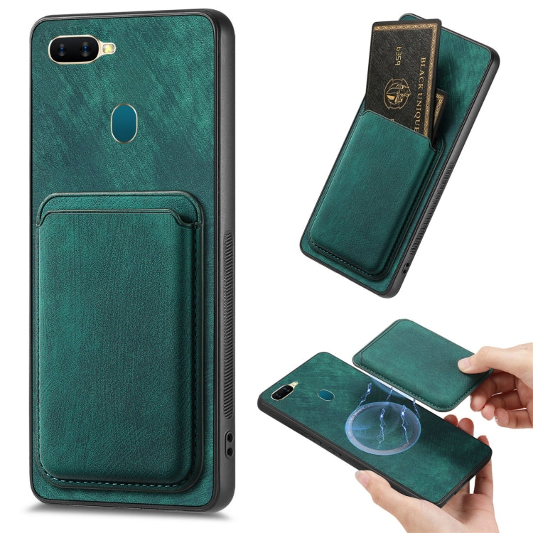 For OPPO A7/A12 Retro Leather Card Bag Magnetic Phone Case(Green) - OPPO Cases by PMC TechLife | Online Shopping South Africa | PMC TechLife | Buy Now Pay Later Mobicred