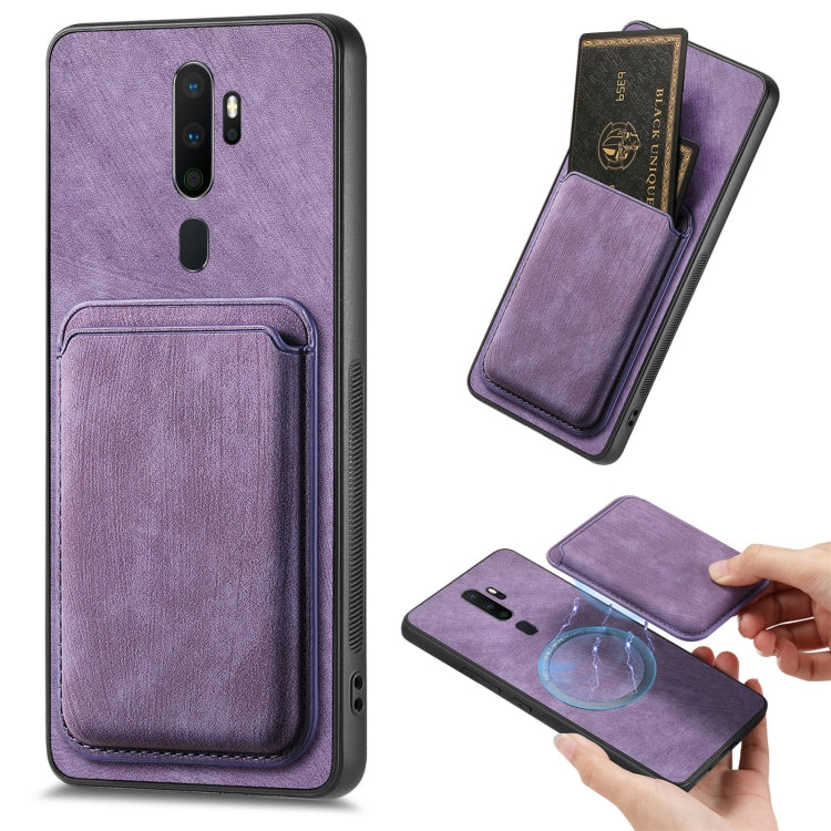 For OPPO A9 2020 / A5 2020 Retro Leather Card Bag Magnetic Phone Case(Purple) - OPPO Cases by PMC TechLife | Online Shopping South Africa | PMC TechLife | Buy Now Pay Later Mobicred