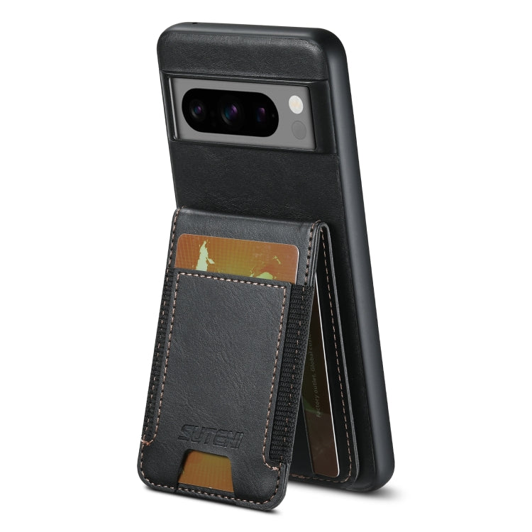 For Google Pixel 8a Suteni H03 Oil Wax Leather Wallet Stand Back Phone Case(Black) - Google Cases by Suteni | Online Shopping South Africa | PMC TechLife | Buy Now Pay Later Mobicred