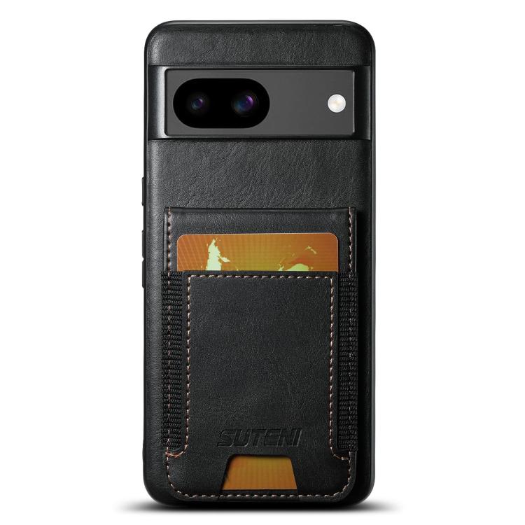 For Google Pixel 8a Suteni H03 Oil Wax Leather Wallet Stand Back Phone Case(Black) - Google Cases by Suteni | Online Shopping South Africa | PMC TechLife | Buy Now Pay Later Mobicred