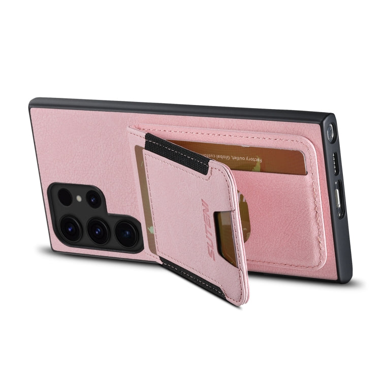 For Samsuny Galaxy S24 Ultrra 5G Suteni H03 Litchi Leather Card Bag Stand Back Phone Case(Pink) - free shipping - PMC Jewellery - Order now!