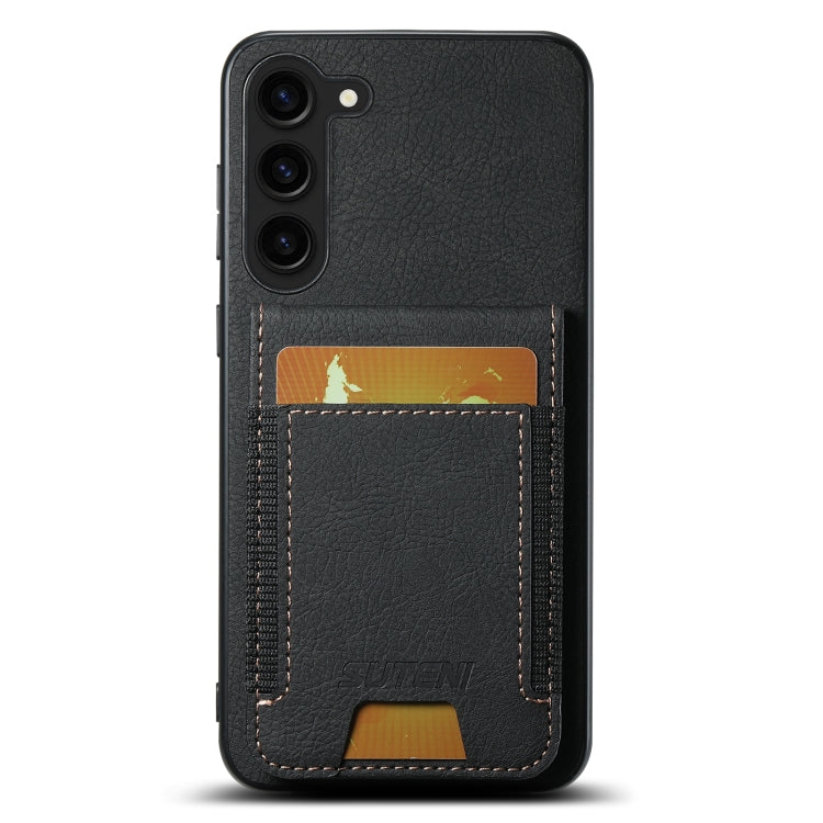 For Samsuny Galaxy S24+ 5G Suteni H03 Litchi Leather Card Bag Stand Back Phone Case(Black) - free shipping - PMC Jewellery - Order now!