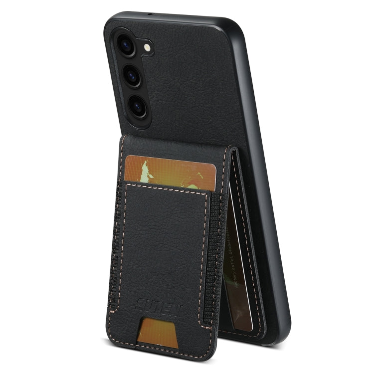 For Samsuny Galaxy S24+ 5G Suteni H03 Litchi Leather Card Bag Stand Back Phone Case(Black) - free shipping - PMC Jewellery - Order now!