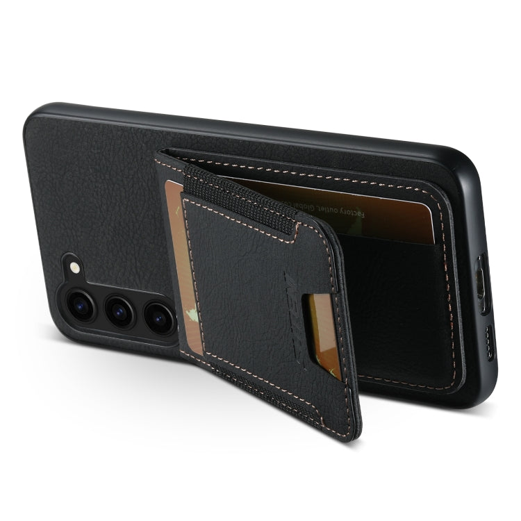 For Samsuny Galaxy S24+ 5G Suteni H03 Litchi Leather Card Bag Stand Back Phone Case(Black) - free shipping - PMC Jewellery - Order now!