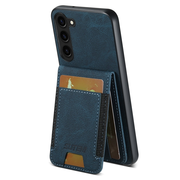 For Samsuny Galaxy S24+ 5G Suteni H03 Litchi Leather Card Bag Stand Back Phone Case(Blue) - free shipping - PMC Jewellery - Order now!