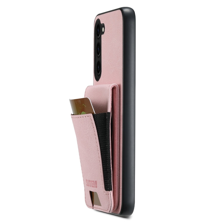 For Samsuny Galaxy S24+ 5G Suteni H03 Litchi Leather Card Bag Stand Back Phone Case(Pink) - free shipping - PMC Jewellery - Order now!