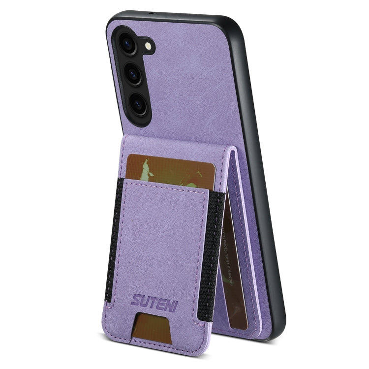 For Samsuny Galaxy S24+ 5G Suteni H03 Litchi Leather Card Bag Stand Back Phone Case(Purple) - free shipping - PMC Jewellery - Order now!