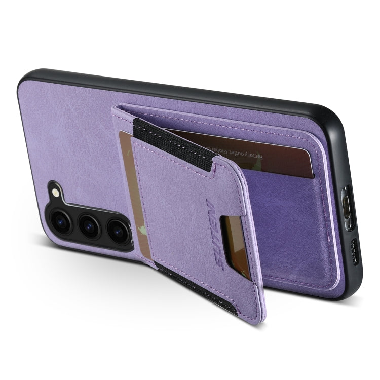 For Samsuny Galaxy S24+ 5G Suteni H03 Litchi Leather Card Bag Stand Back Phone Case(Purple) - free shipping - PMC Jewellery - Order now!