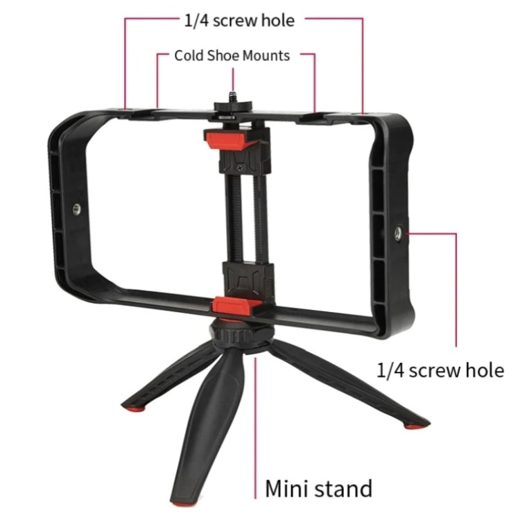 JMARY MT-33 Phone Stand Tripod ABS Video Recording Vlog Mobile Phone Rig Cage - free shipping - PMC TechLife - Order now!