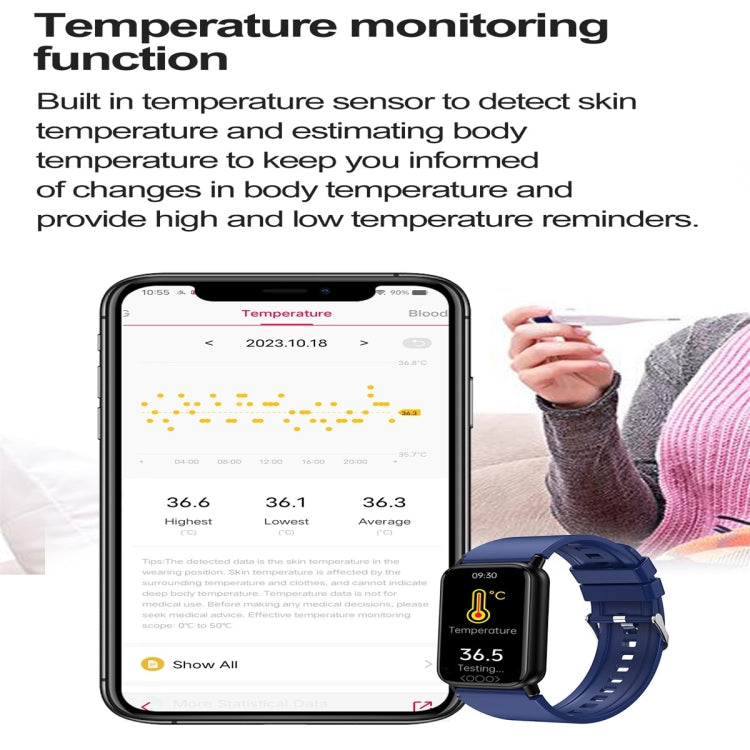 TK72 1.47 inch Color Screen Smart Watch, Support Heart Rate / Blood Pressure / Blood Oxygen / Blood Sugar Monitoring(Black) - Smart Wristbands by PMC TechLife | Online Shopping South Africa | PMC TechLife