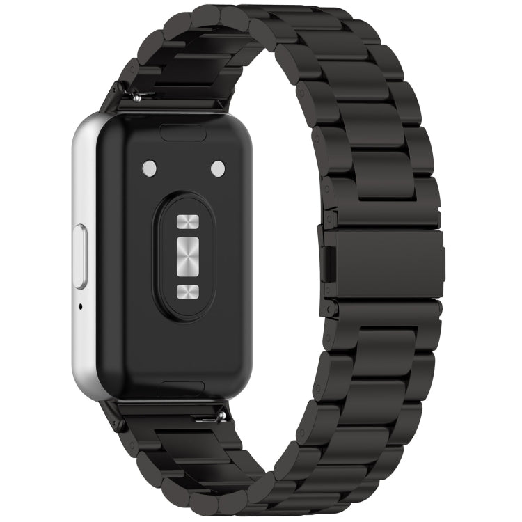 For Samsung Galaxy Fit 3 SM-R390 Three Bead Stainless Steel Metal Watch Band(Black) - Watch Bands by PMC TechLife | Online Shopping South Africa | PMC TechLife
