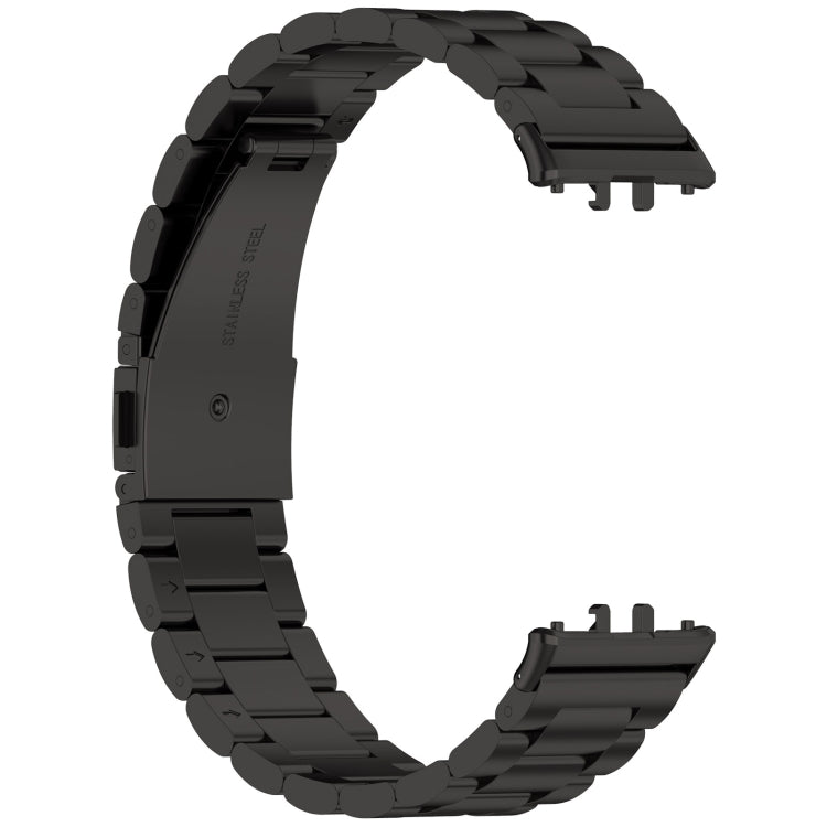 For Samsung Galaxy Fit 3 SM-R390 Three Bead Stainless Steel Metal Watch Band(Black) - Watch Bands by PMC TechLife | Online Shopping South Africa | PMC TechLife