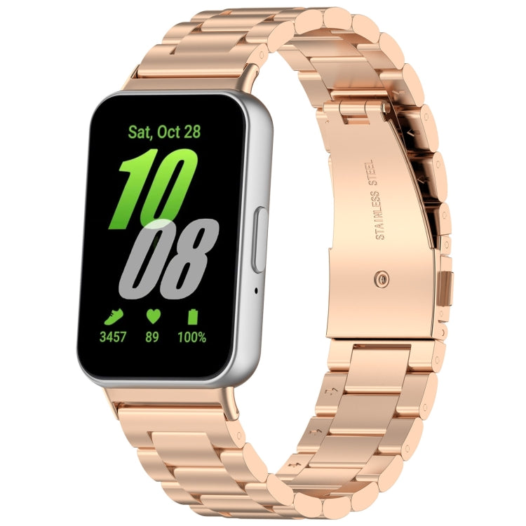 For Samsung Galaxy Fit 3 SM-R390 Three Bead Stainless Steel Metal Watch Band(Rose Gold) - free shipping - PMC TechLife - Order now!