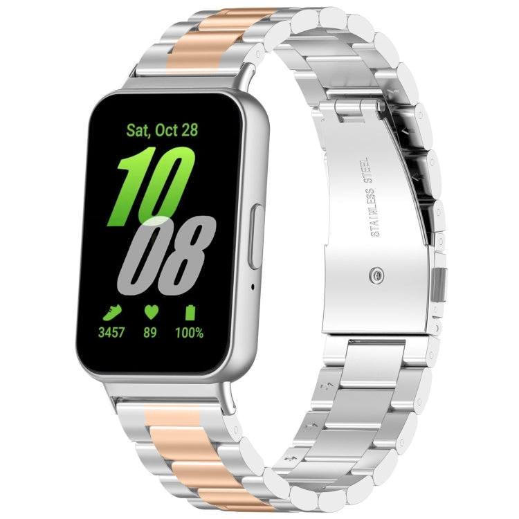 For Samsung Galaxy Fit 3 SM-R390 Three Bead Stainless Steel Metal Watch Band(Silver+Rose Gold) - free shipping - PMC TechLife - Order now!