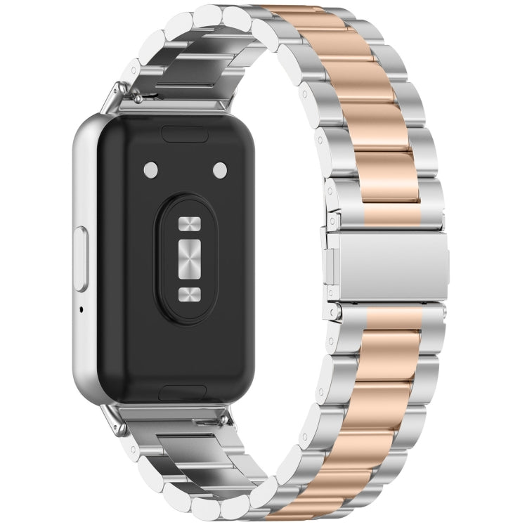 For Samsung Galaxy Fit 3 SM-R390 Three Bead Stainless Steel Metal Watch Band(Silver+Rose Gold) - free shipping - PMC TechLife - Order now!