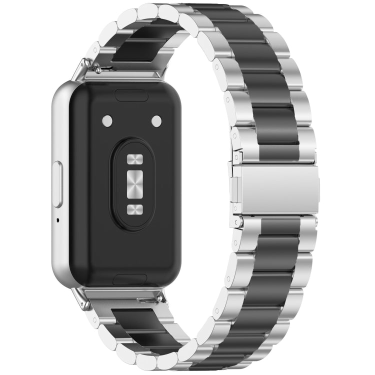 For Samsung Galaxy Fit 3 SM-R390 Three Bead Stainless Steel Metal Watch Band(Silver+Black) - free shipping - PMC TechLife - Order now!