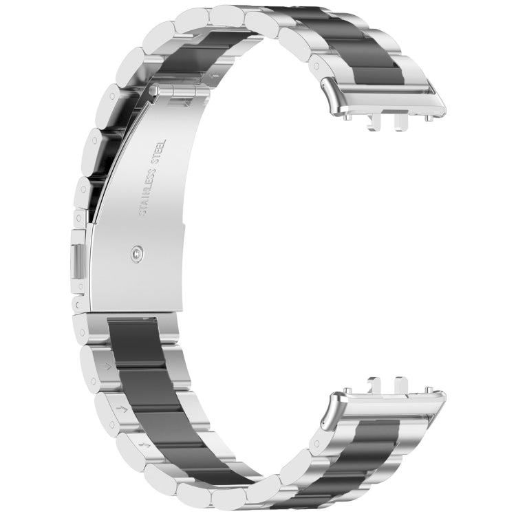 For Samsung Galaxy Fit 3 SM-R390 Three Bead Stainless Steel Metal Watch Band(Silver+Black) - free shipping - PMC TechLife - Order now!