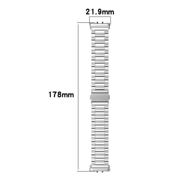 For Samsung Galaxy Fit 3 SM-R390 Three Bead Stainless Steel Metal Watch Band(Black) - Watch Bands by PMC TechLife | Online Shopping South Africa | PMC TechLife