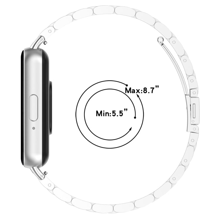 For Samsung Galaxy Fit 3 SM-R390 Three Bead Stainless Steel Metal Watch Band(Black+Red) - Watch Bands by PMC TechLife | Online Shopping South Africa | PMC TechLife