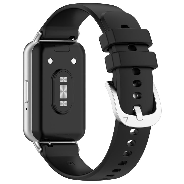For Samsung Galaxy Fit 3 SM-R390 Metal Connector Liquid Glossy Silicone Watch Band(Black) - Watch Bands by PMC TechLife | Online Shopping South Africa | PMC TechLife