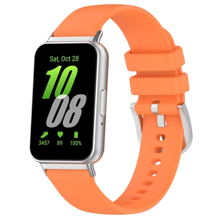 For Samsung Galaxy Fit 3 SM-R390 Metal Connector Liquid Glossy Silicone Watch Band(Orange) - Watch Bands by PMC TechLife | Online Shopping South Africa | PMC TechLife | Buy Now Pay Later Mobicred