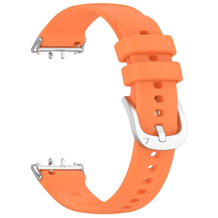 For Samsung Galaxy Fit 3 SM-R390 Metal Connector Liquid Glossy Silicone Watch Band(Orange) - Watch Bands by PMC TechLife | Online Shopping South Africa | PMC TechLife | Buy Now Pay Later Mobicred