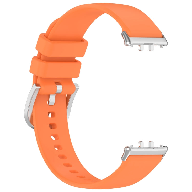 For Samsung Galaxy Fit 3 SM-R390 Metal Connector Liquid Glossy Silicone Watch Band(Orange) - Watch Bands by PMC TechLife | Online Shopping South Africa | PMC TechLife | Buy Now Pay Later Mobicred