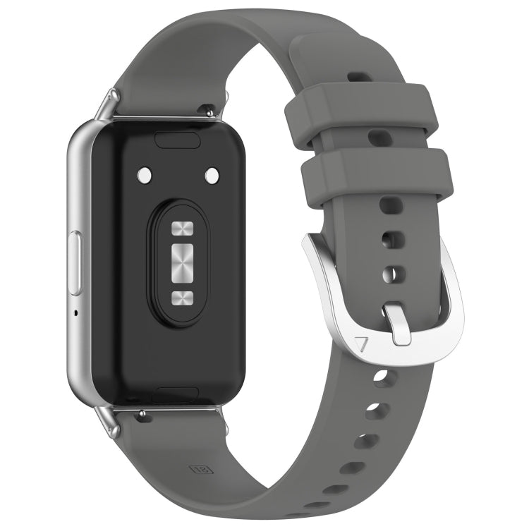 For Samsung Galaxy Fit 3 SM-R390 Metal Connector Liquid Glossy Silicone Watch Band(Dark Gray) - Watch Bands by PMC TechLife | Online Shopping South Africa | PMC TechLife