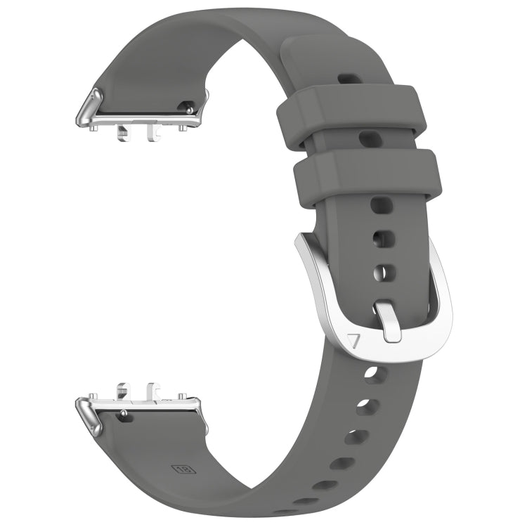 For Samsung Galaxy Fit 3 SM-R390 Metal Connector Liquid Glossy Silicone Watch Band(Dark Gray) - Watch Bands by PMC TechLife | Online Shopping South Africa | PMC TechLife