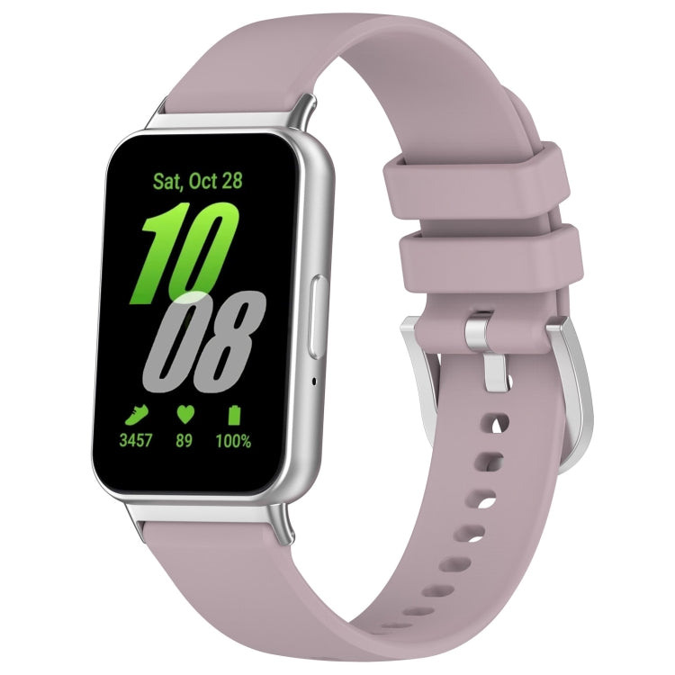 For Samsung Galaxy Fit 3 SM-R390 Metal Connector Liquid Glossy Silicone Watch Band(Purple) - Watch Bands by PMC TechLife | Online Shopping South Africa | PMC TechLife