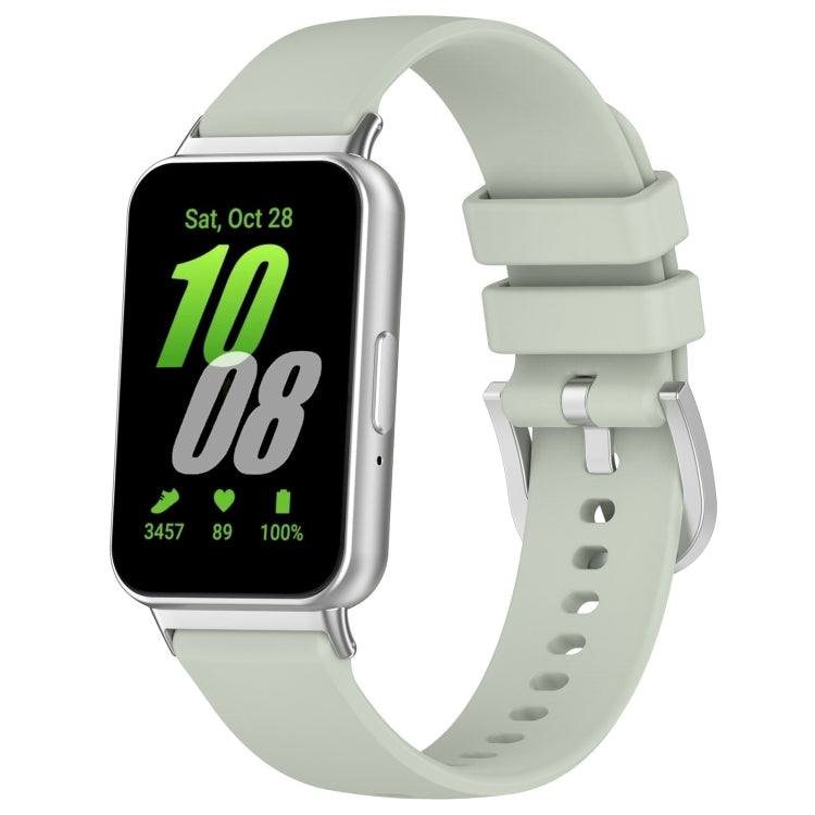 For Samsung Galaxy Fit 3 SM-R390 Metal Connector Liquid Glossy Silicone Watch Band(Green) - Watch Bands by PMC TechLife | Online Shopping South Africa | PMC TechLife