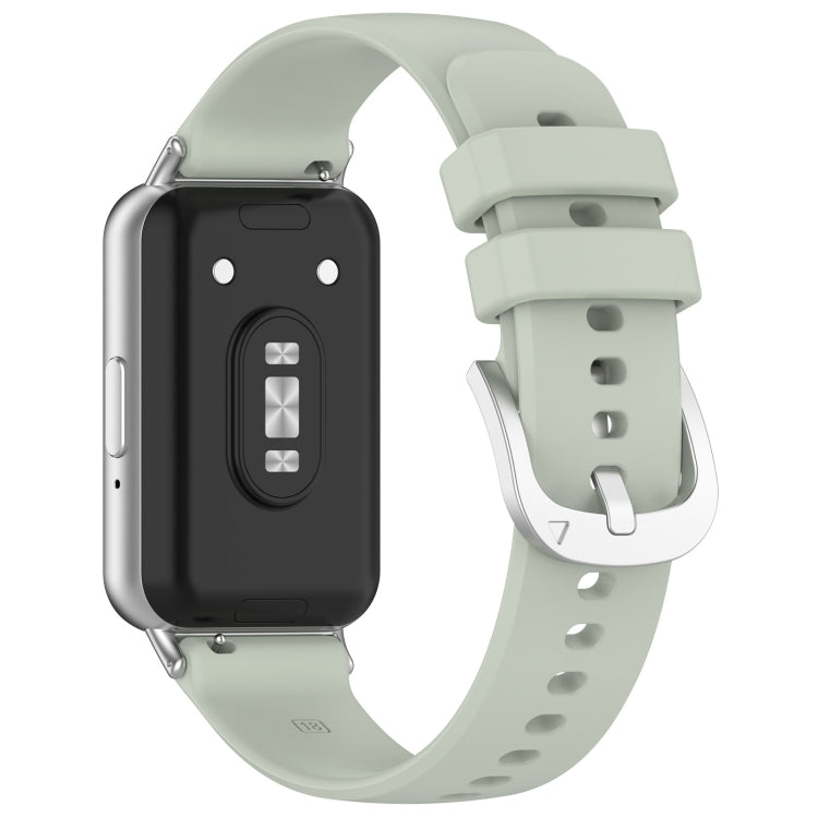 For Samsung Galaxy Fit 3 SM-R390 Metal Connector Liquid Glossy Silicone Watch Band(Green) - Watch Bands by PMC TechLife | Online Shopping South Africa | PMC TechLife