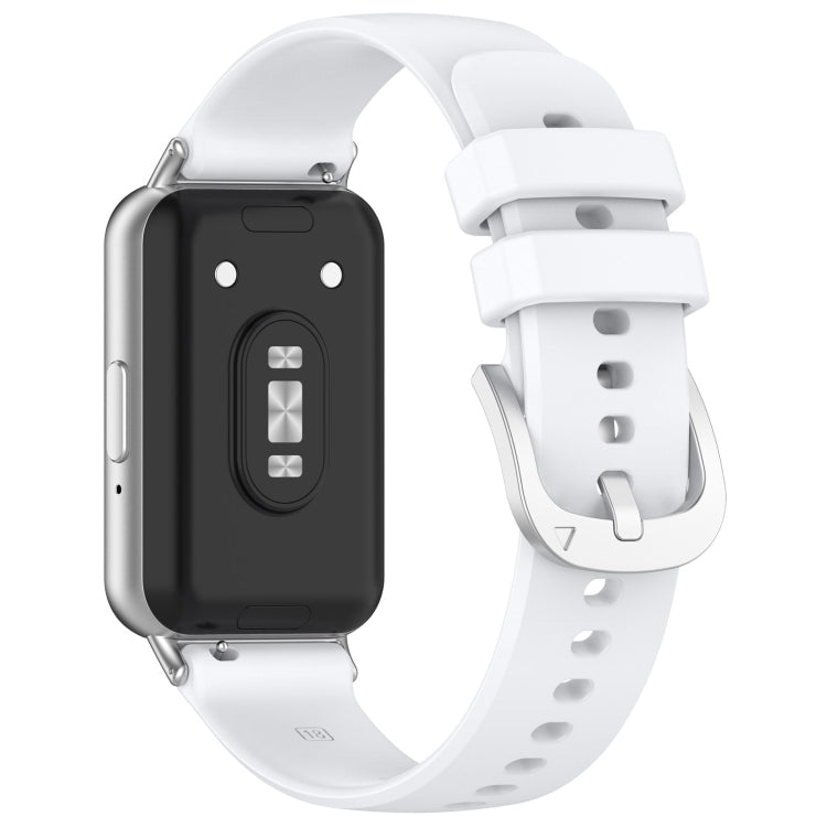 For Samsung Galaxy Fit 3 SM-R390 Metal Connector Liquid Glossy Silicone Watch Band(White) - Watch Bands by PMC TechLife | Online Shopping South Africa | PMC TechLife