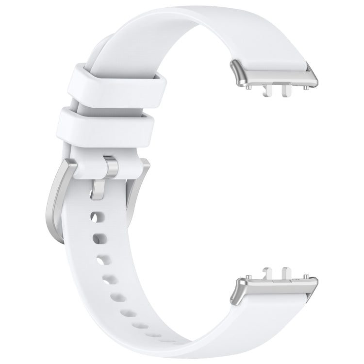 For Samsung Galaxy Fit 3 SM-R390 Metal Connector Liquid Glossy Silicone Watch Band(White) - Watch Bands by PMC TechLife | Online Shopping South Africa | PMC TechLife