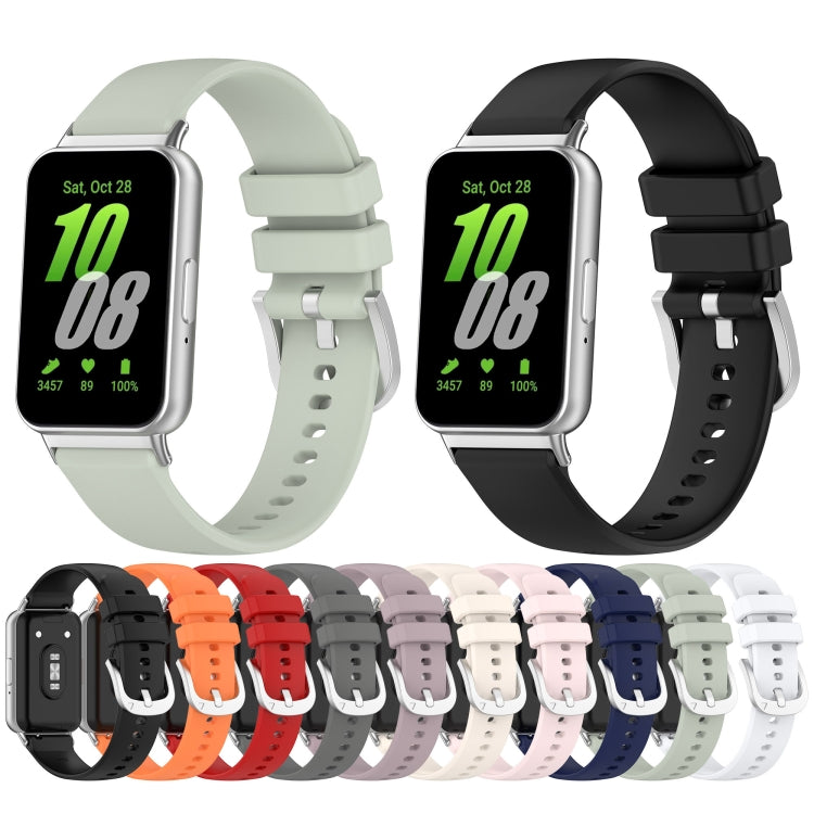 For Samsung Galaxy Fit 3 SM-R390 Metal Connector Liquid Glossy Silicone Watch Band(White) - Watch Bands by PMC TechLife | Online Shopping South Africa | PMC TechLife