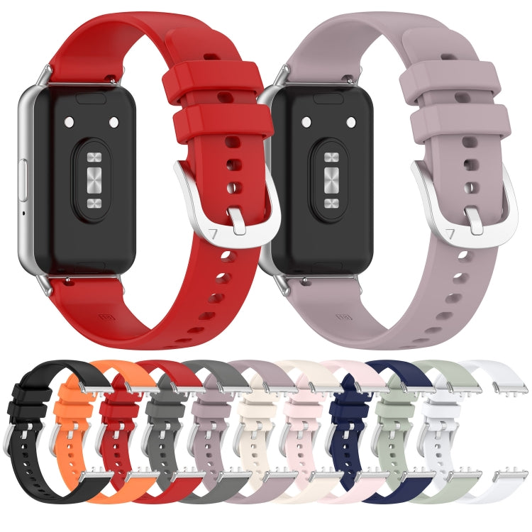 For Samsung Galaxy Fit 3 SM-R390 Metal Connector Liquid Glossy Silicone Watch Band(Purple) - Watch Bands by PMC TechLife | Online Shopping South Africa | PMC TechLife