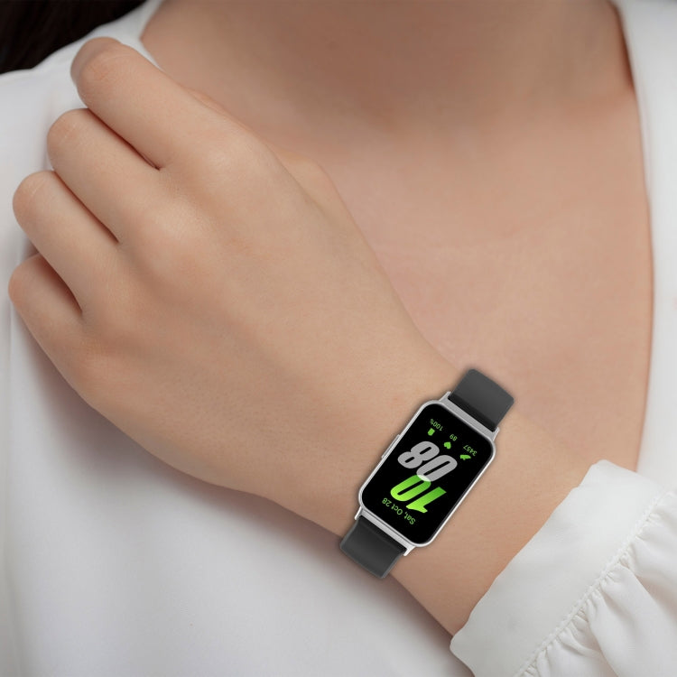 For Samsung Galaxy Fit 3 SM-R390 Metal Connector Liquid Glossy Silicone Watch Band(White) - Watch Bands by PMC TechLife | Online Shopping South Africa | PMC TechLife