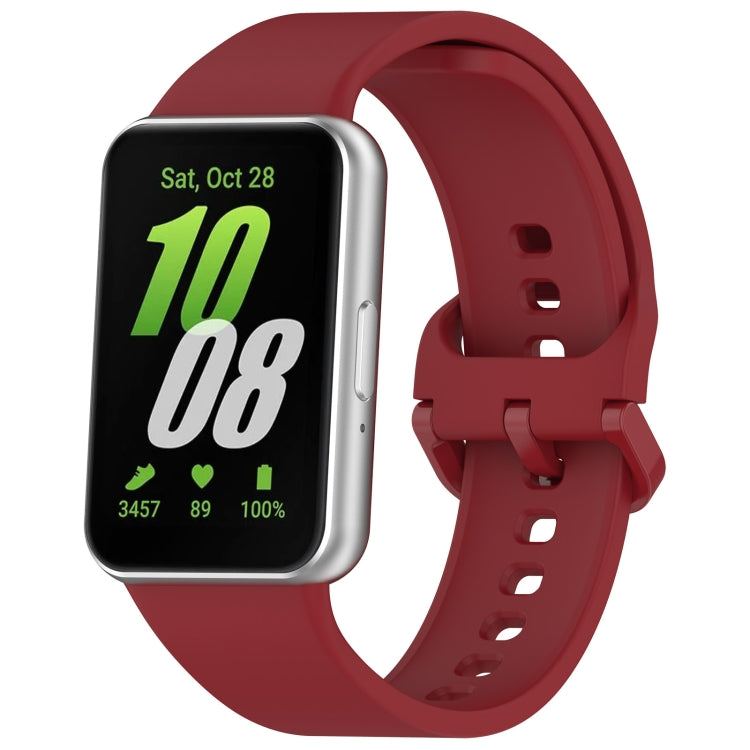 For Samsung Galaxy Fit 3 SM-R390 Solid Color Buckle Silicone Watch Band(Red) - Watch Bands by PMC TechLife | Online Shopping South Africa | PMC TechLife