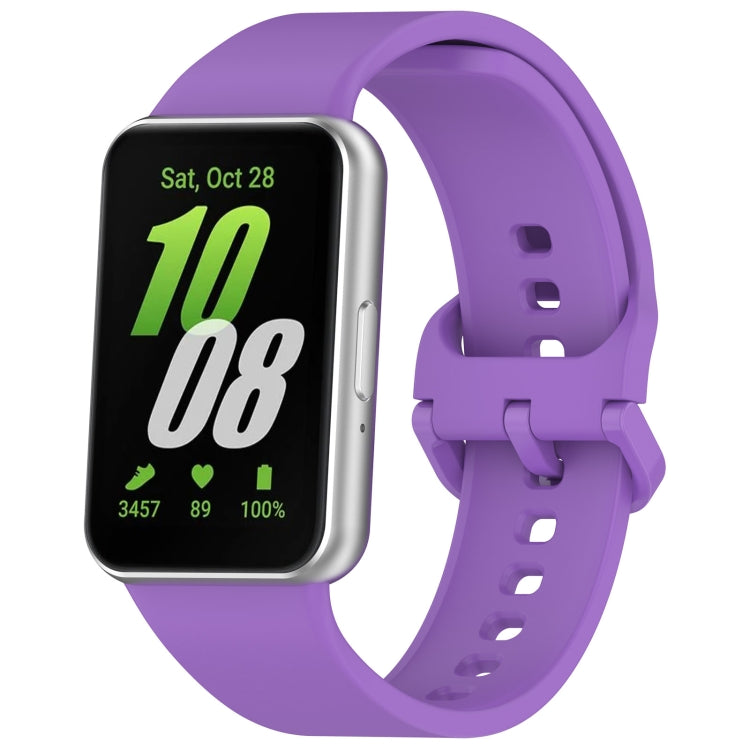 For Samsung Galaxy Fit 3 SM-R390 Solid Color Buckle Silicone Watch Band(Purple) - Watch Bands by PMC TechLife | Online Shopping South Africa | PMC TechLife