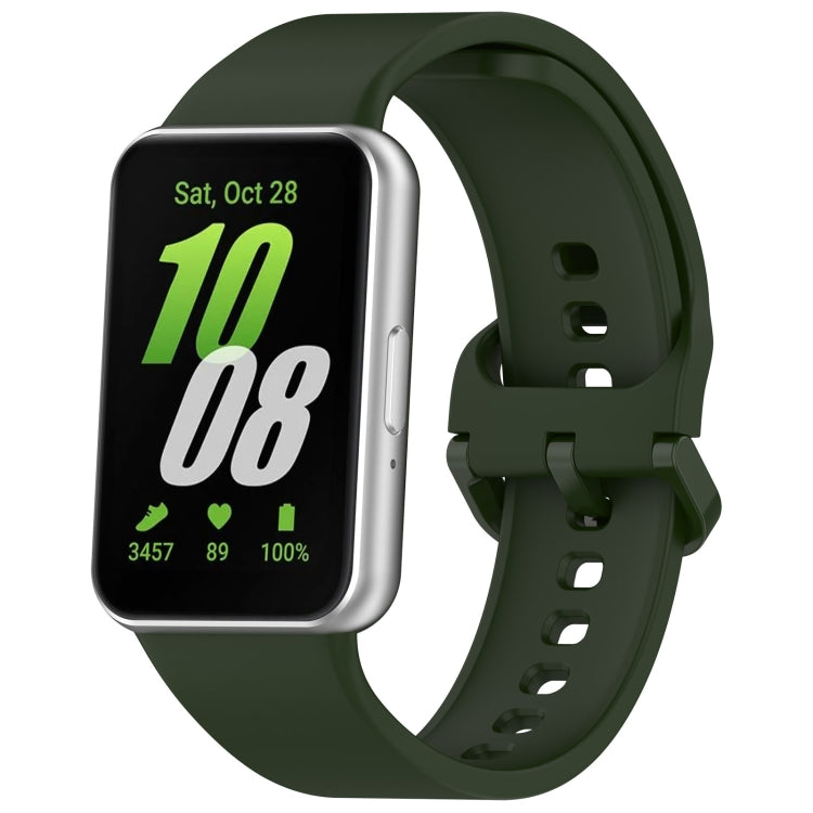 For Samsung Galaxy Fit 3 SM-R390 Solid Color Buckle Silicone Watch Band(Dark Green) - Watch Bands by PMC TechLife | Online Shopping South Africa | PMC TechLife