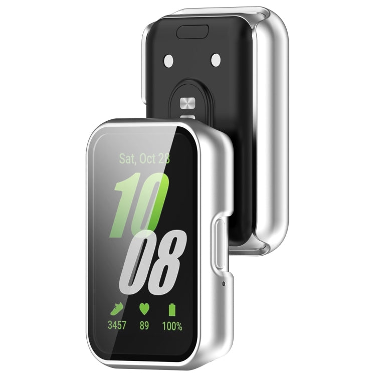 For Samsung Galaxy Fit 3 SM-R390 PC + Tempered Glass Film Integrated Watch Protective Case(Silver) - Watch Cases by PMC TechLife | Online Shopping South Africa | PMC TechLife