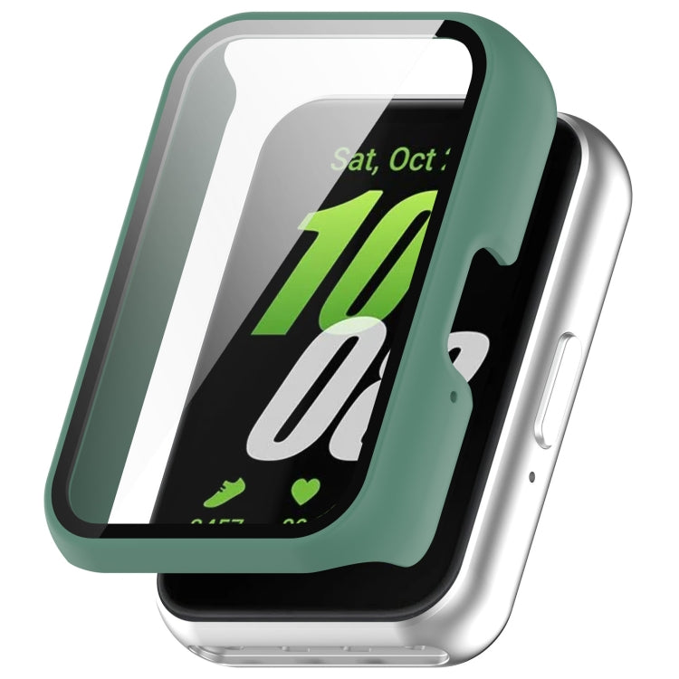 For Samsung Galaxy Fit 3 SM-R390 PC + Tempered Glass Film Integrated Watch Protective Case(Green) - Watch Cases by PMC TechLife | Online Shopping South Africa | PMC TechLife