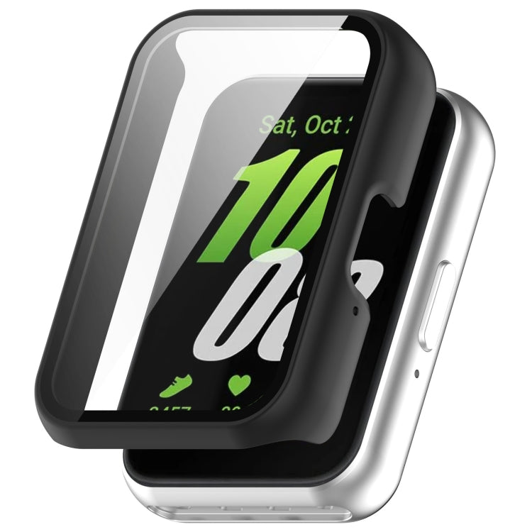 For Samsung Galaxy Fit 3 SM-R390 PC + Tempered Glass Film Integrated Watch Protective Case(Black) - Watch Cases by PMC TechLife | Online Shopping South Africa | PMC TechLife | Buy Now Pay Later Mobicred