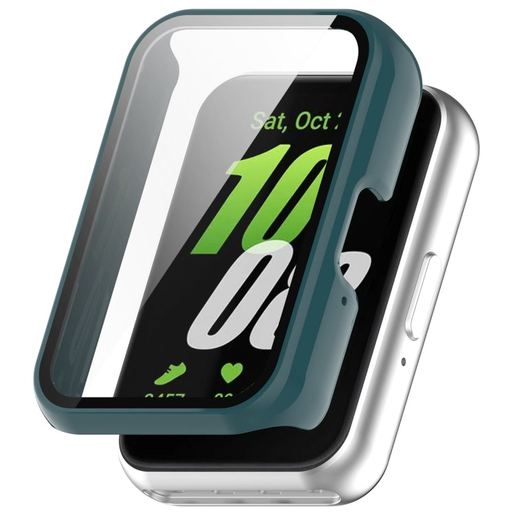 For Samsung Galaxy Fit 3 SM-R390 PC + Tempered Glass Film Integrated Watch Protective Case(Pine Green) - Watch Cases by PMC TechLife | Online Shopping South Africa | PMC TechLife | Buy Now Pay Later Mobicred
