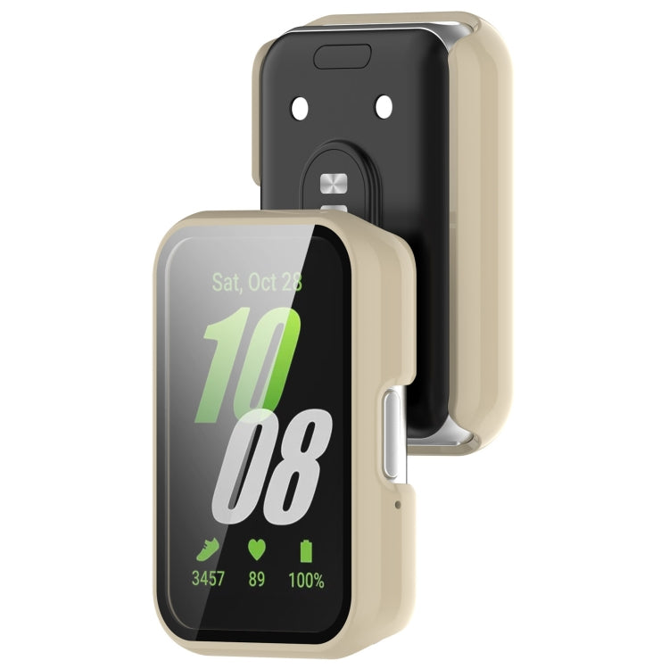For Samsung Galaxy Fit 3 SM-R390 PC + Tempered Glass Film Integrated Watch Protective Case(Ivory White) - Watch Cases by PMC TechLife | Online Shopping South Africa | PMC TechLife