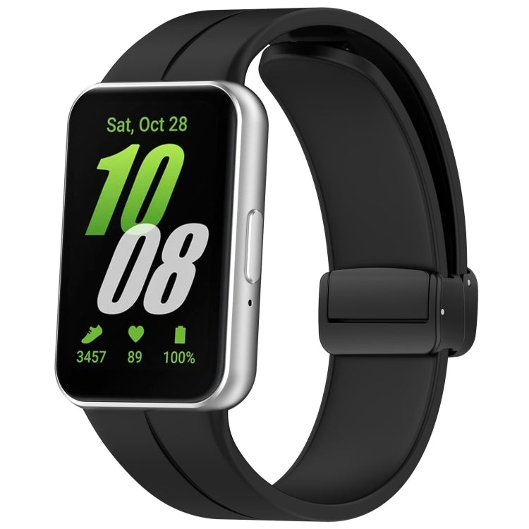 For Samsung Galaxy Fit 3 SM-R390 Magnetic Folding Buckle Silicone Watch Band(Black) - free shipping - PMC TechLife - Order now!