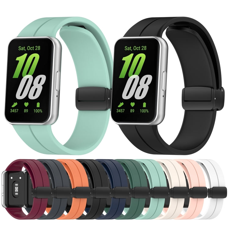 For Samsung Galaxy Fit 3 SM-R390 Magnetic Folding Buckle Silicone Watch Band(White) - Watch Bands by PMC TechLife | Online Shopping South Africa | PMC TechLife